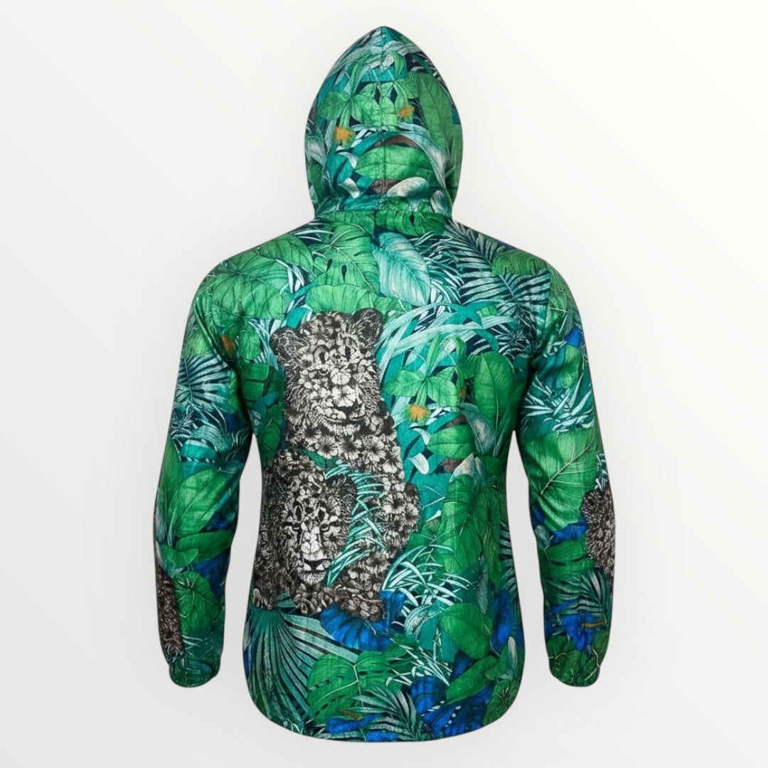 Giacca a Vento Salvatore Ferragamo Stampa Giungla con Leopardi (Taglia M)