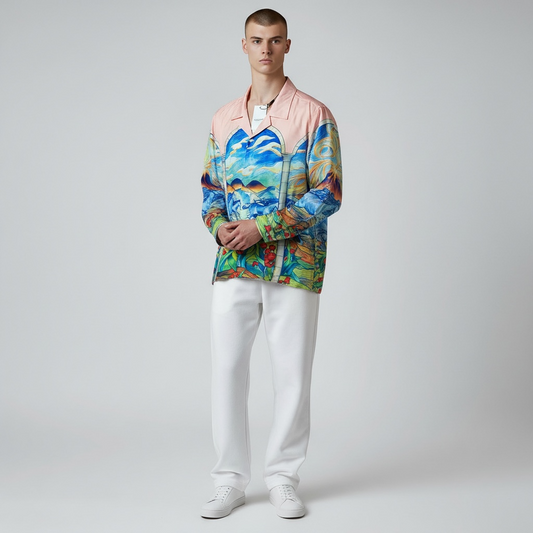 Camicia da Uomo Casablanca Stampa "Cavalli al Tramonto" - Taglia XL