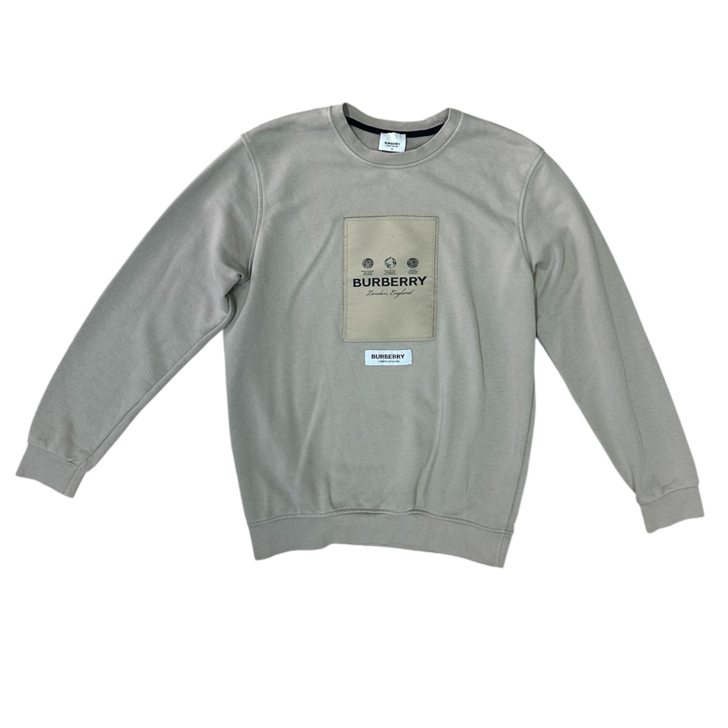 Felpa Girocollo Burberry in Cotone con Logo Quadrato Size M