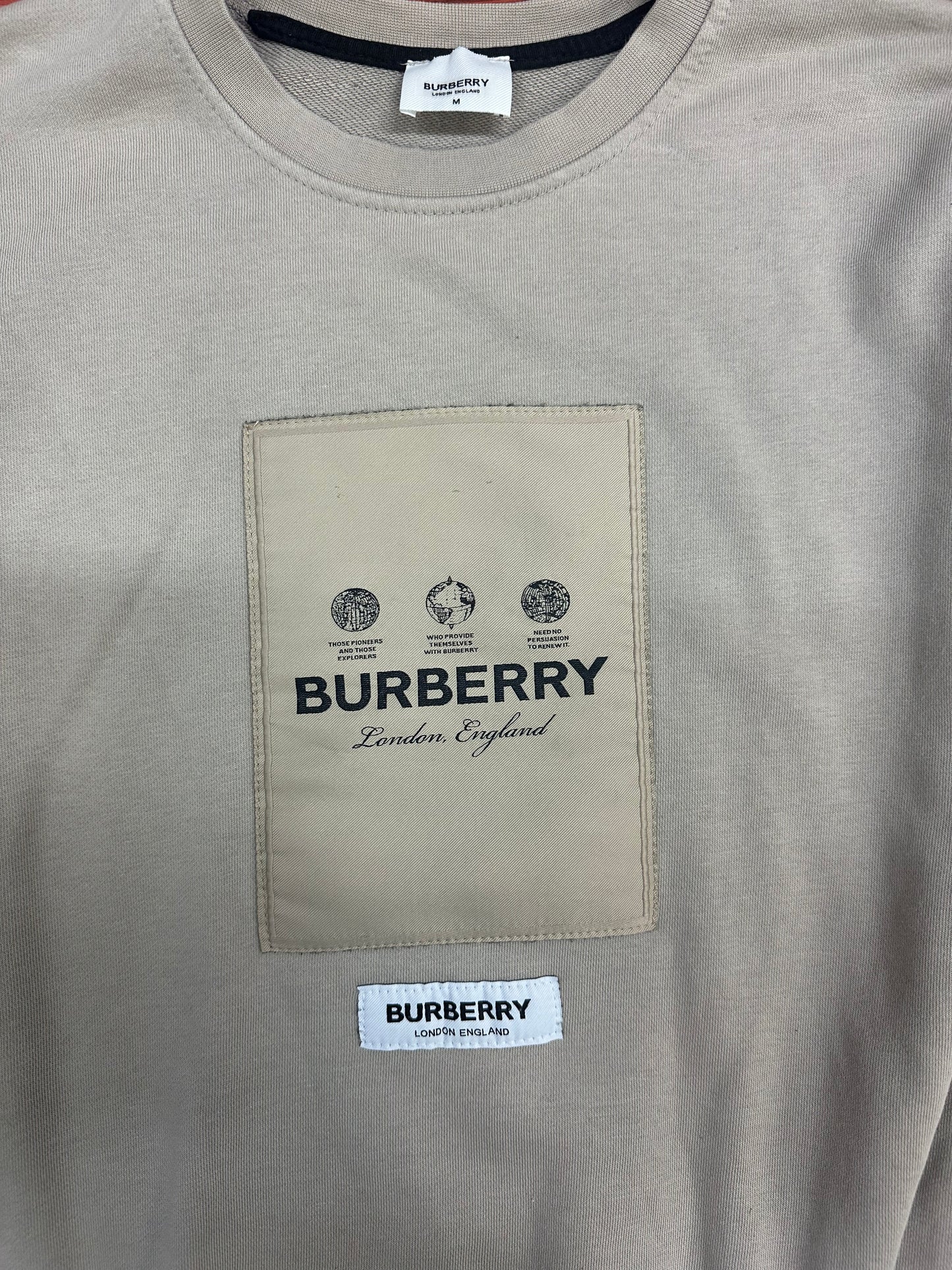 Felpa Girocollo Burberry in Cotone con Logo Quadrato Size M